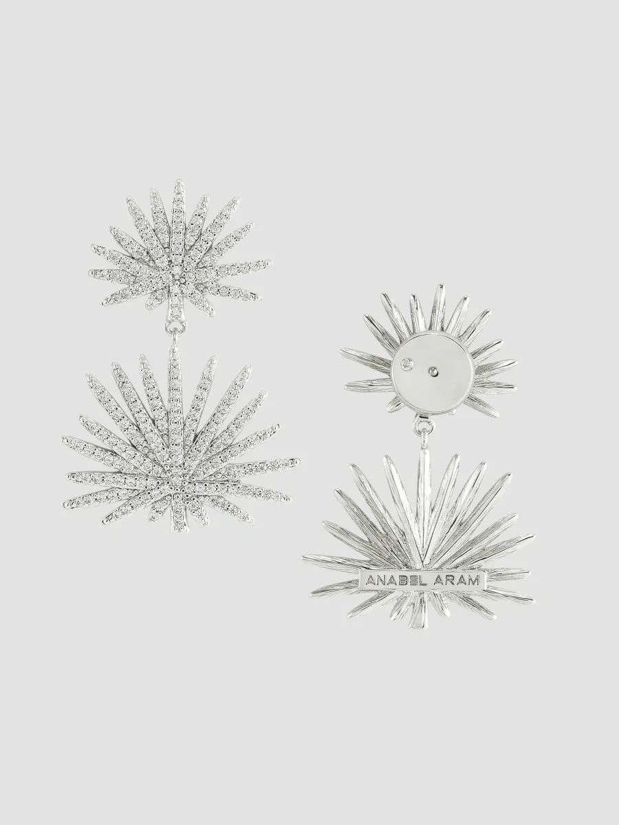 Anabel Aram Women's Palm Silver-Plated Crystal Pave Double Fan Palm Earrings | Thumbnail 4