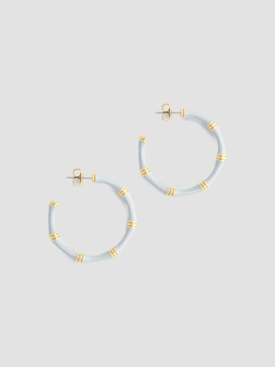 Anabel Aram Women's Bamboo 18K-Gold-Plated & Enamel Hoop Earrings | Thumbnail 3