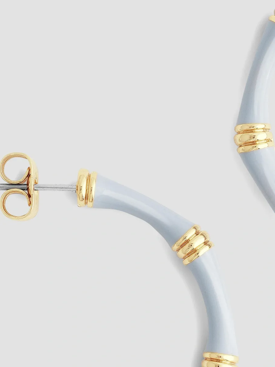 Anabel Aram Women's Bamboo 18K-Gold-Plated & Enamel Hoop Earrings | Thumbnail 4