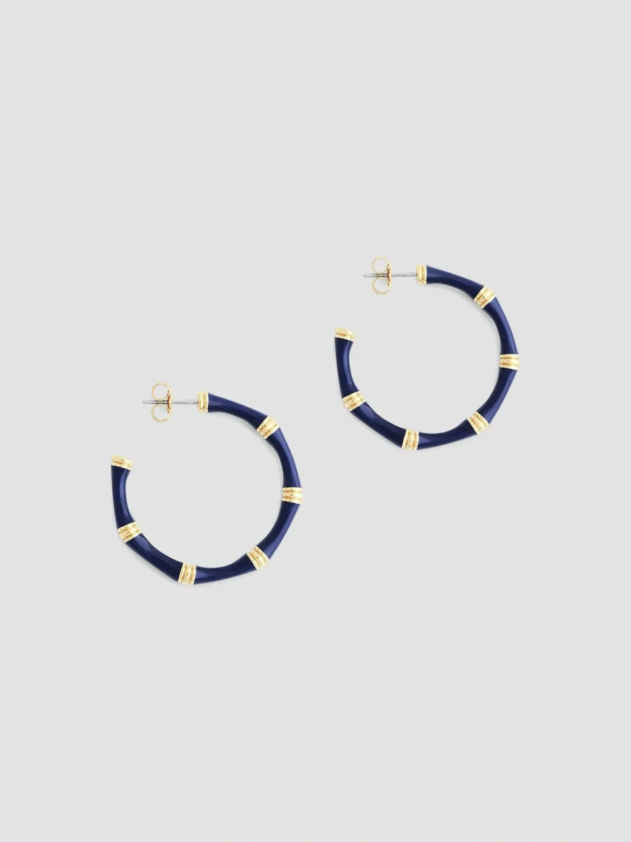 Anabel Aram Women's Bamboo 18K-Gold-Plated & Enamel Hoop Earrings | Thumbnail 3