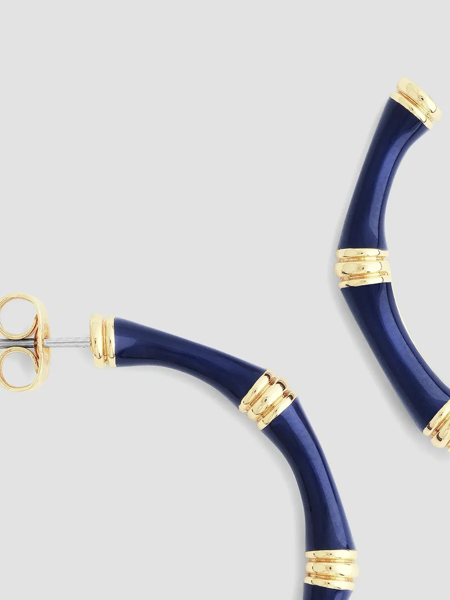 Anabel Aram Women's Bamboo 18K-Gold-Plated & Enamel Hoop Earrings | Thumbnail 4