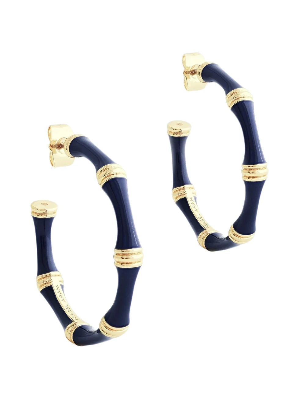 Women's Bamboo 18K-Gold-Plated & Enamel Hoop Earrings
