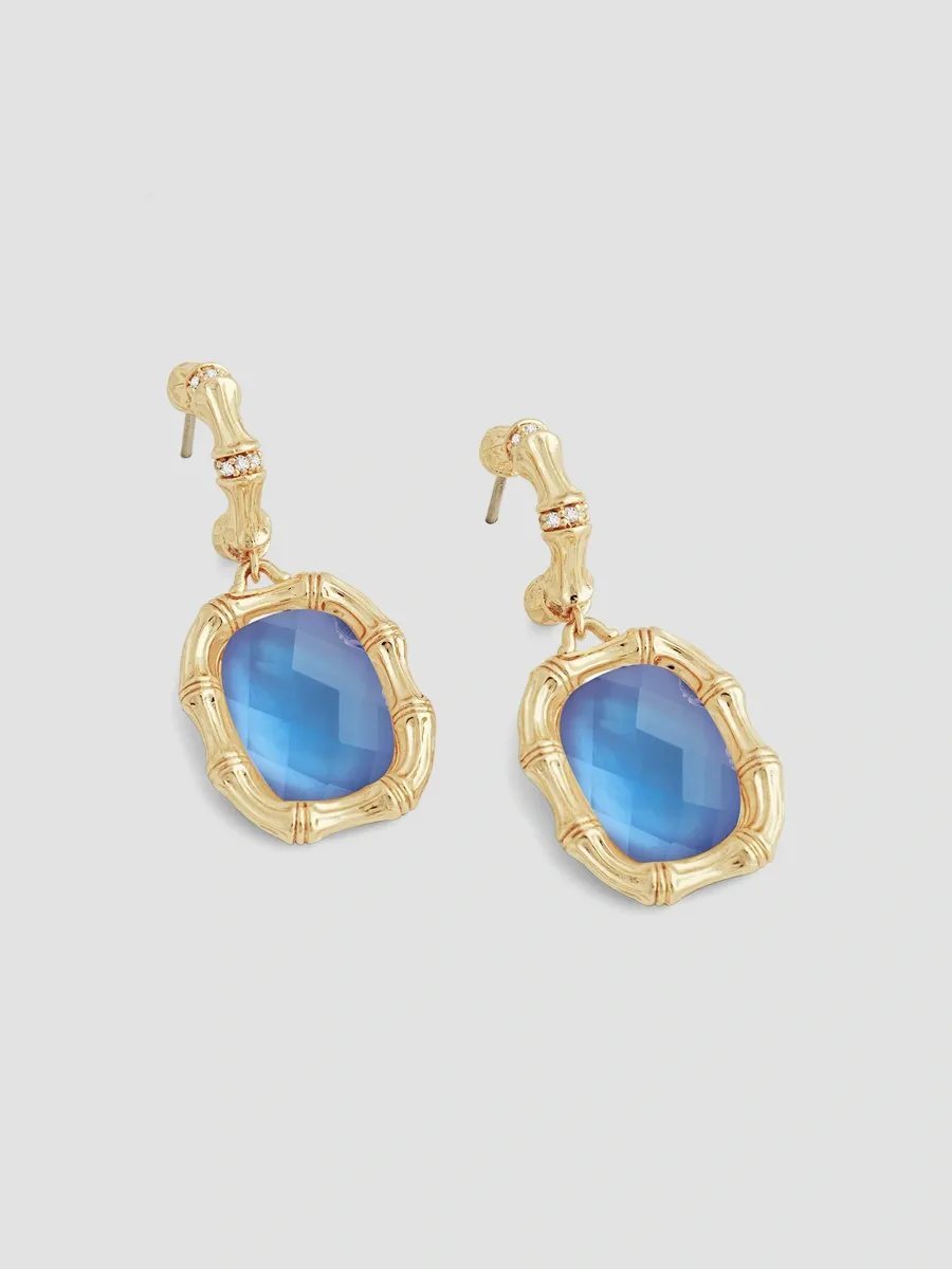 Anabel Aram Women's Bamboo 18K-Gold-Plated, Gemstone & Cubic Zirconia Drop Earrings | Thumbnail 3