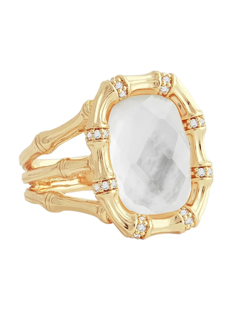 Anabel Aram Women's Bamboo 18K-Gold-Plated, Gemstone & Cubic Zirconia Ring