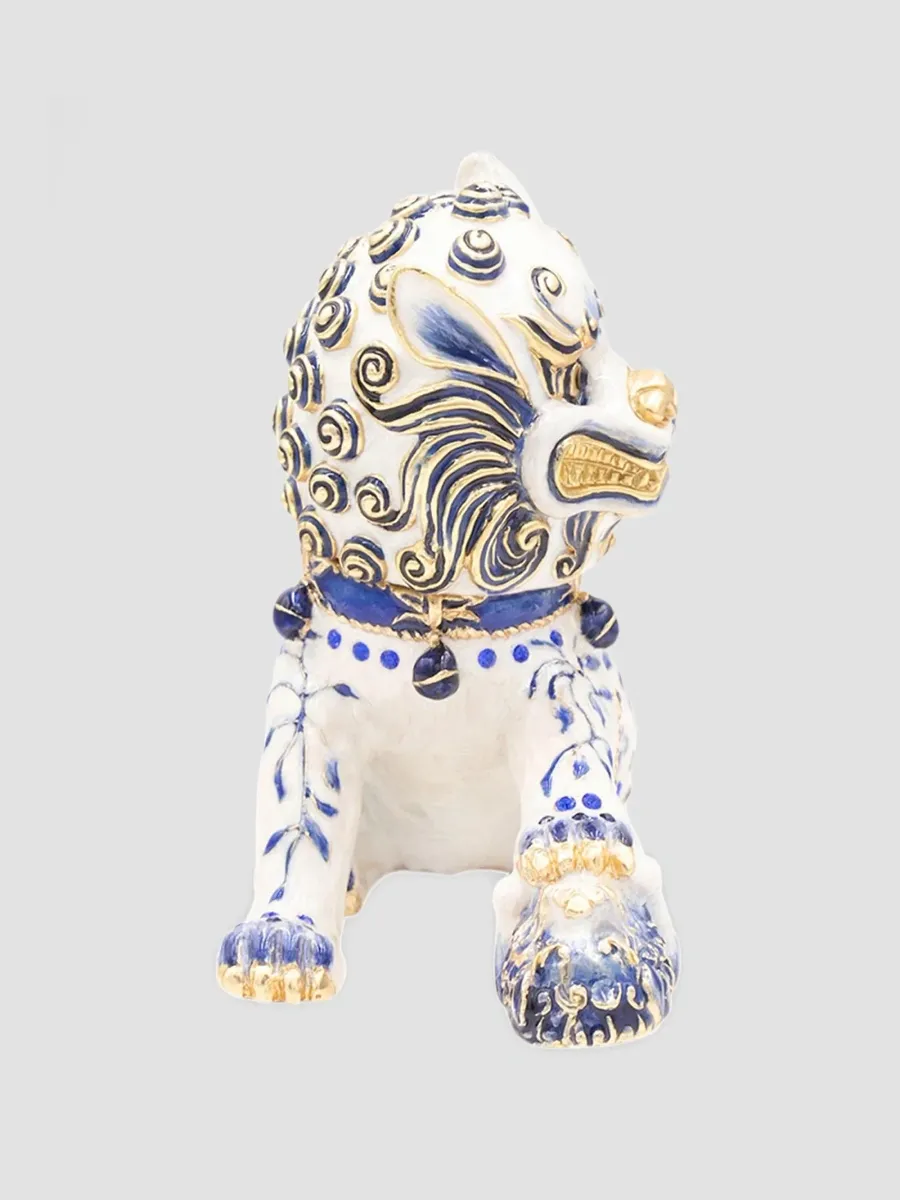 Jay Strongwater Delft Garden Yin Foo Dog Chinoiserie Figurine | Thumbnail 3 Jay Strongwater Delft Garden Yin Foo Dog Chinoiserie Figurine | Thumbnail 3