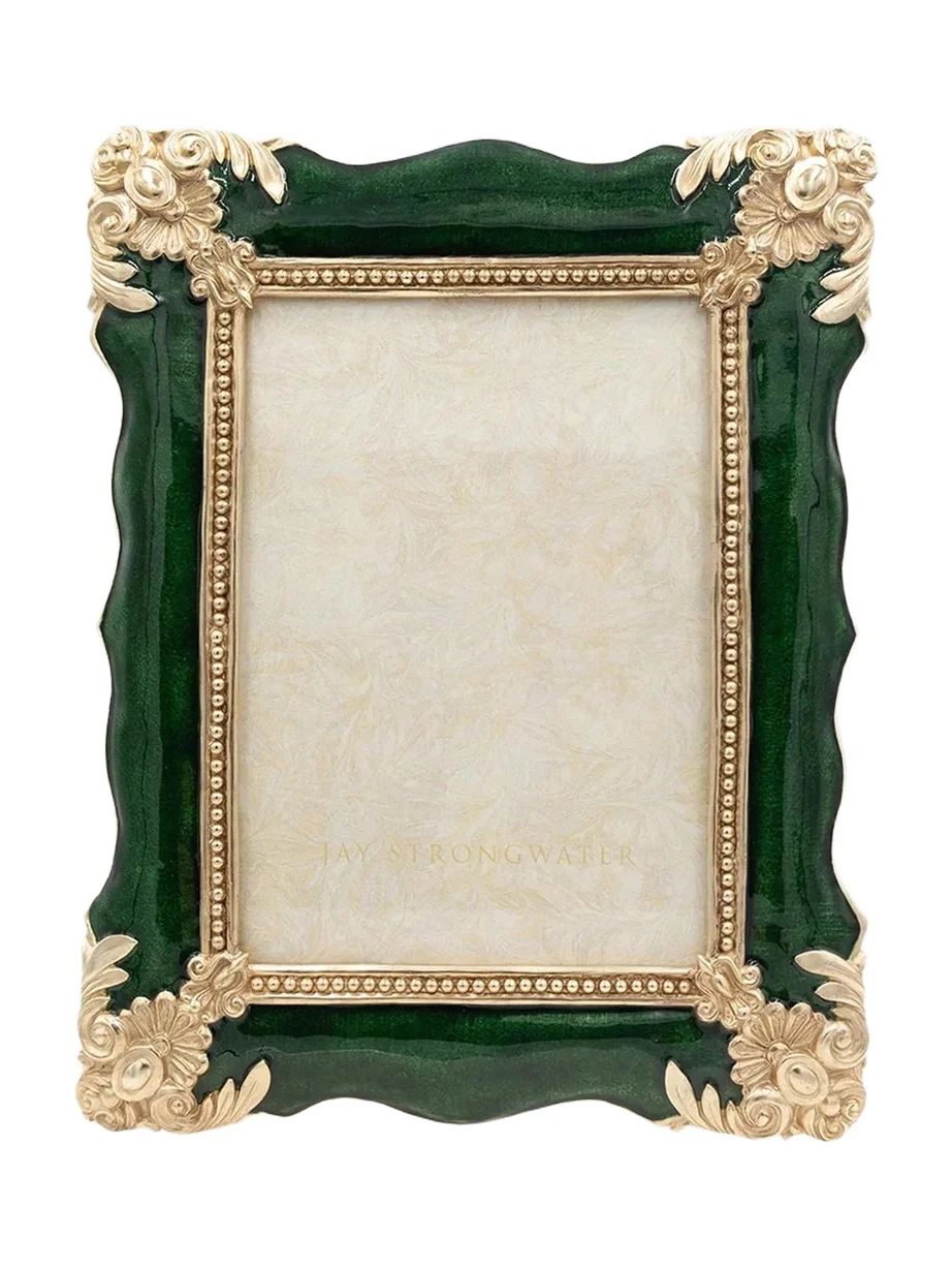 Jay Strongwater Emerald Heather 14K-Gold-Plated 5" x 7" Frame