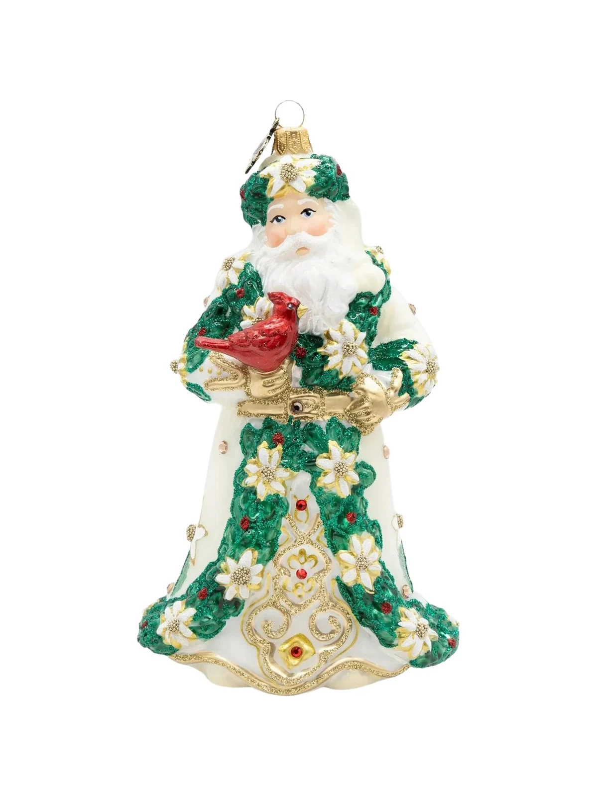 Jay Strongwater Floral Santa Ornament