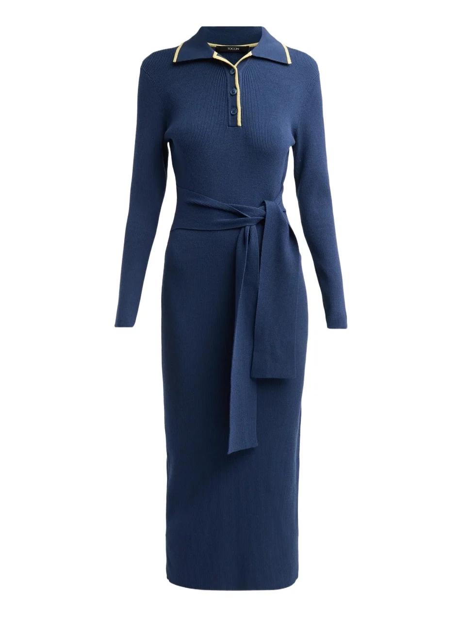 Toccin Women's Carter Rib-Knit Self-Belt Midi Dress