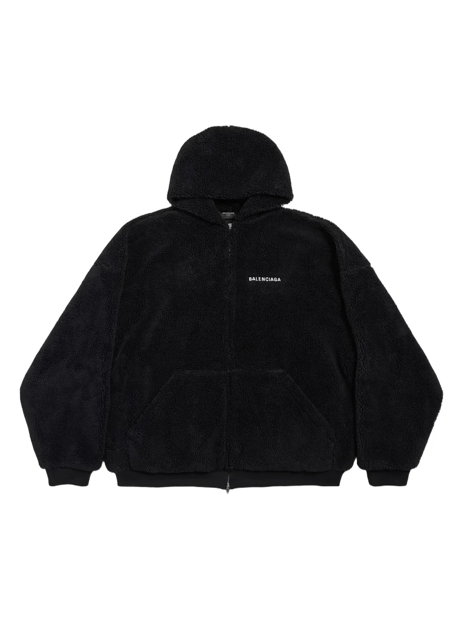 Balenciaga Men's Back Outerwear Oversized Zip-Up Hoodie
