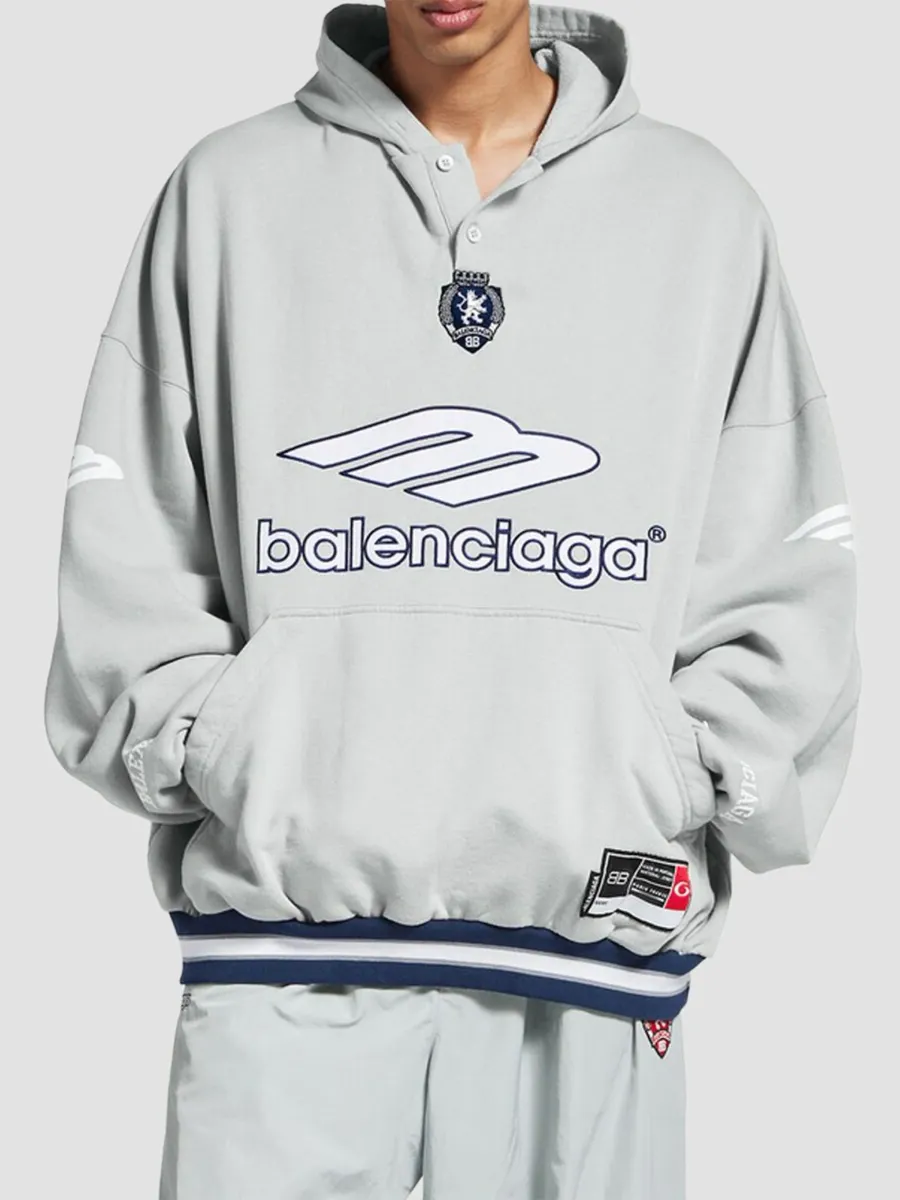 Balenciaga Men's 3B Football Polo Hoodie | Thumbnail 3 Balenciaga Men's 3B Football Polo Hoodie | Thumbnail 3