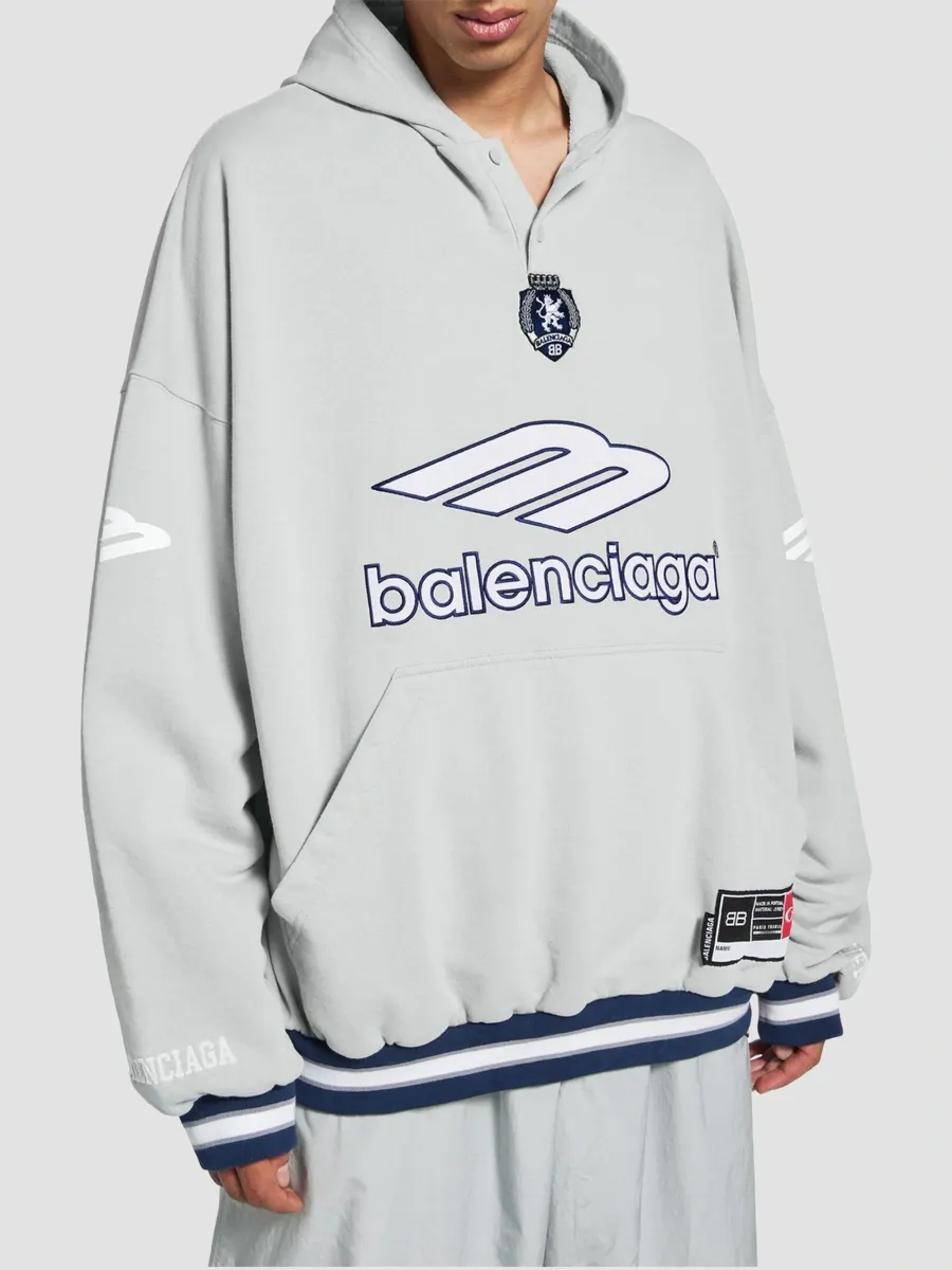Balenciaga Men's 3B Football Polo Hoodie | Thumbnail 6 Balenciaga Men's 3B Football Polo Hoodie | Thumbnail 6