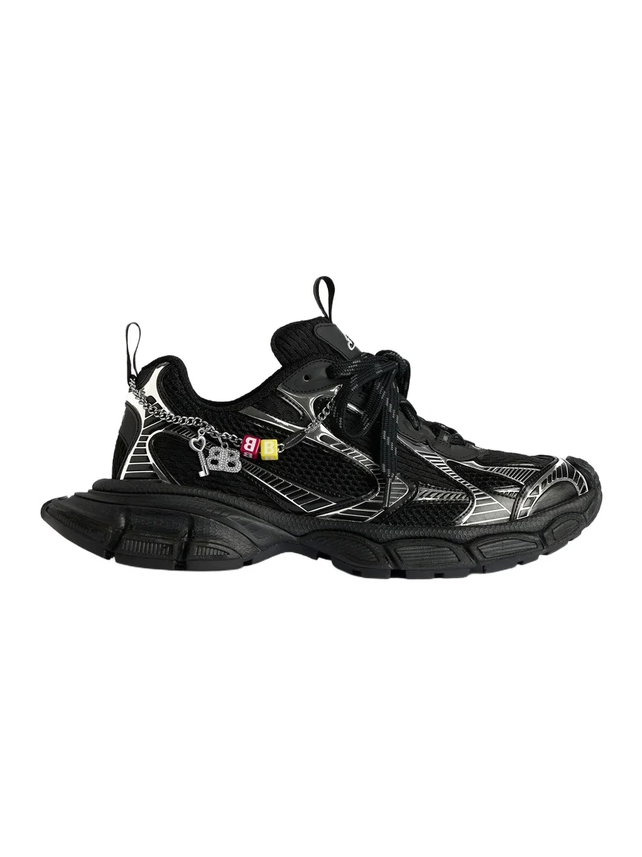 Women's 3XL Sneakers with Charms - Black Silver Women's 3XL Sneakers with Charms - Black Silver