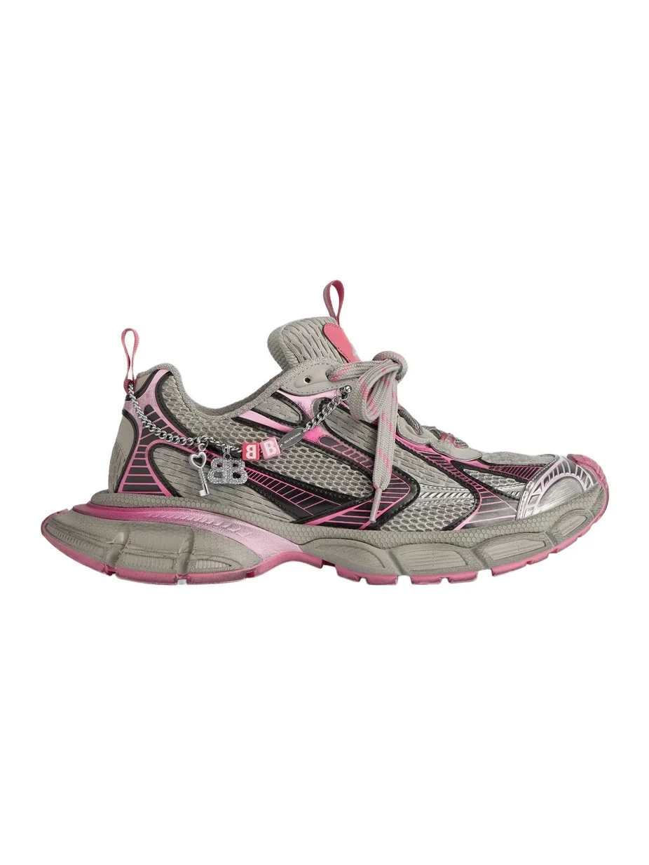 Women's 3XL Gradient Sneakers with Charms - Grey Pink Women's 3XL Gradient Sneakers with Charms - Grey Pink