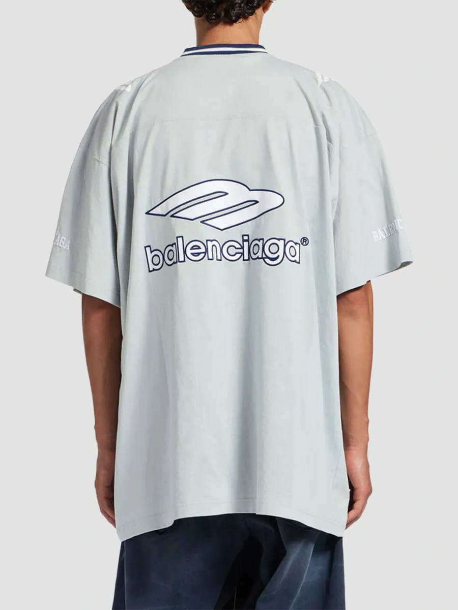 Balenciaga Men's 3B Football V-Neck Oversized T-Shirt | Thumbnail 4 Balenciaga Men's 3B Football V-Neck Oversized T-Shirt | Thumbnail 4