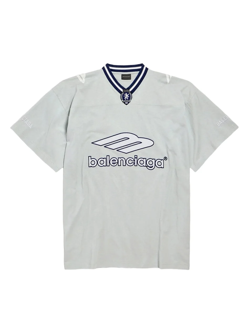 Balenciaga Men's 3B Football V-Neck Oversized T-Shirt