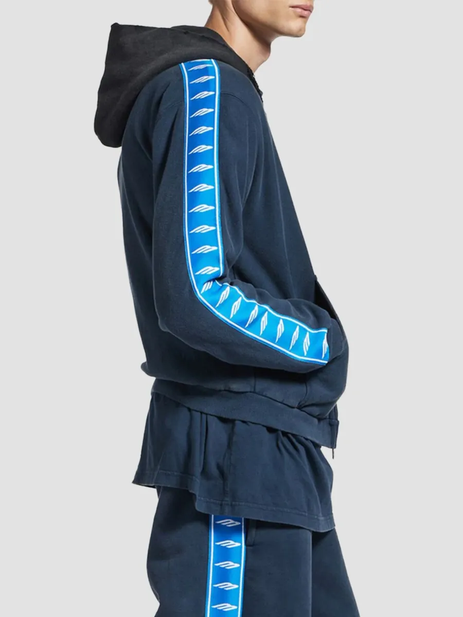 Balenciaga Men's Stripe Patched Hood Zip-Up Hoodie | Thumbnail 4