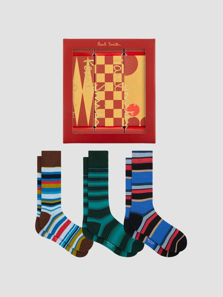 Paul Smith Men's 3-Pack Striped Cotton-Blend Crew Socks | Thumbnail 2 Paul Smith Men's 3-Pack Striped Cotton-Blend Crew Socks | Thumbnail 2