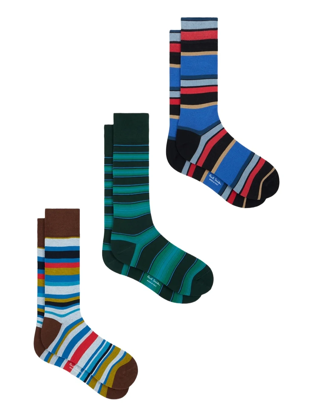 Paul Smith Men's 3-Pack Striped Cotton-Blend Crew Socks
