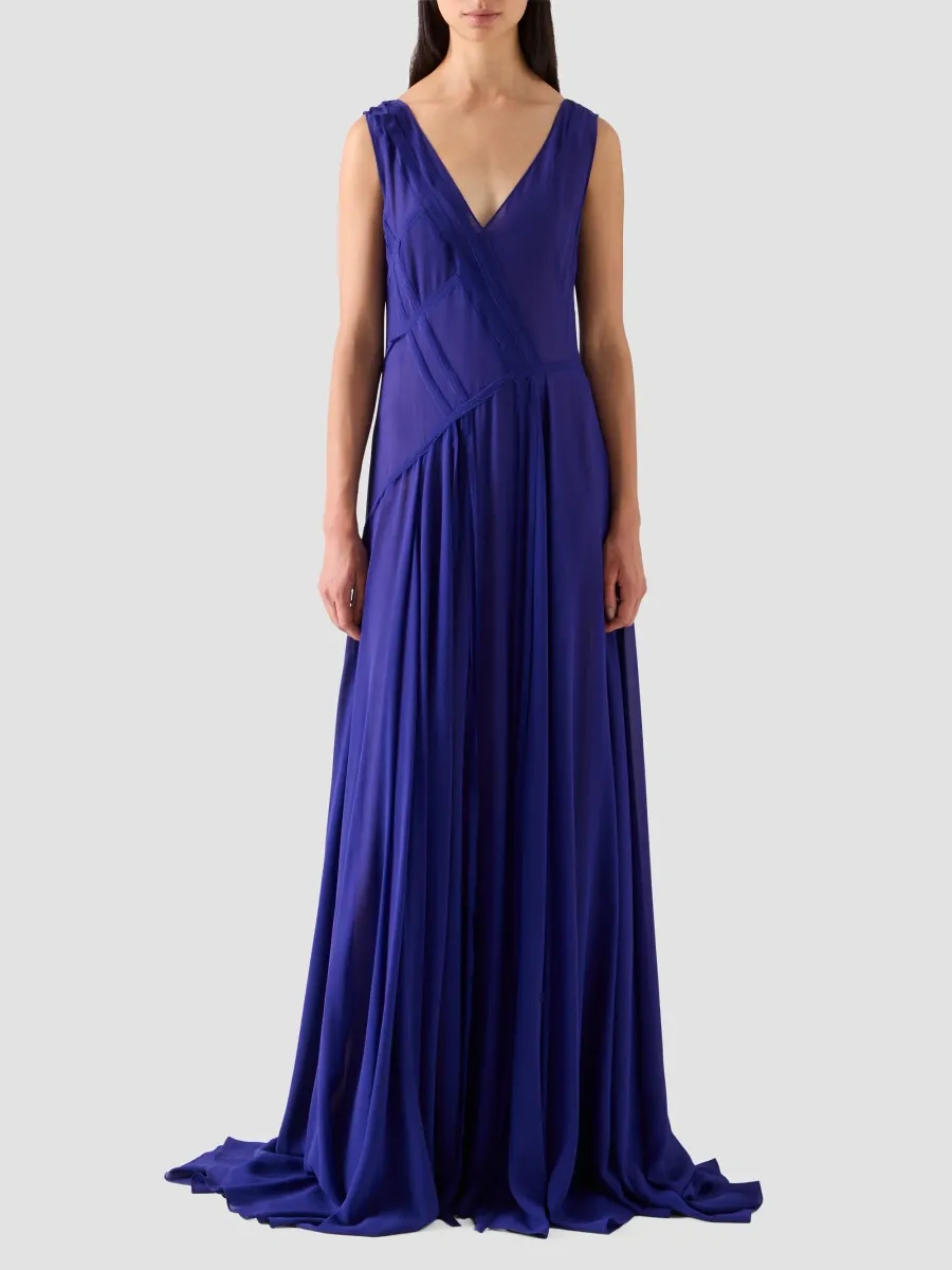 Akris Women's Raw-Edge Bands Silk Georgette Gown | Thumbnail 2