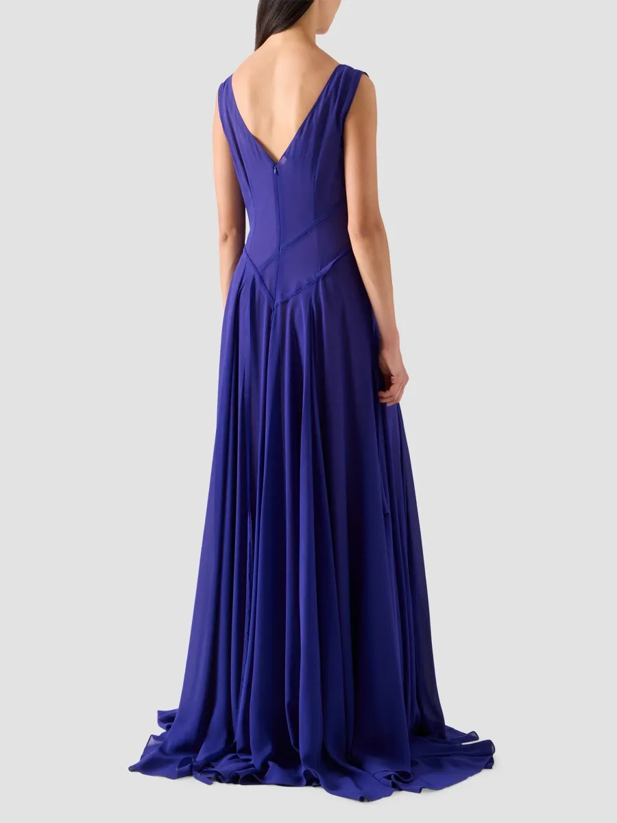 Akris Women's Raw-Edge Bands Silk Georgette Gown | Thumbnail 3