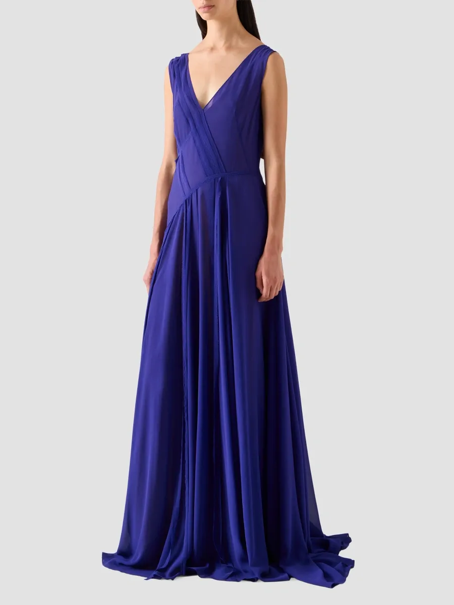 Akris Women's Raw-Edge Bands Silk Georgette Gown | Thumbnail 5