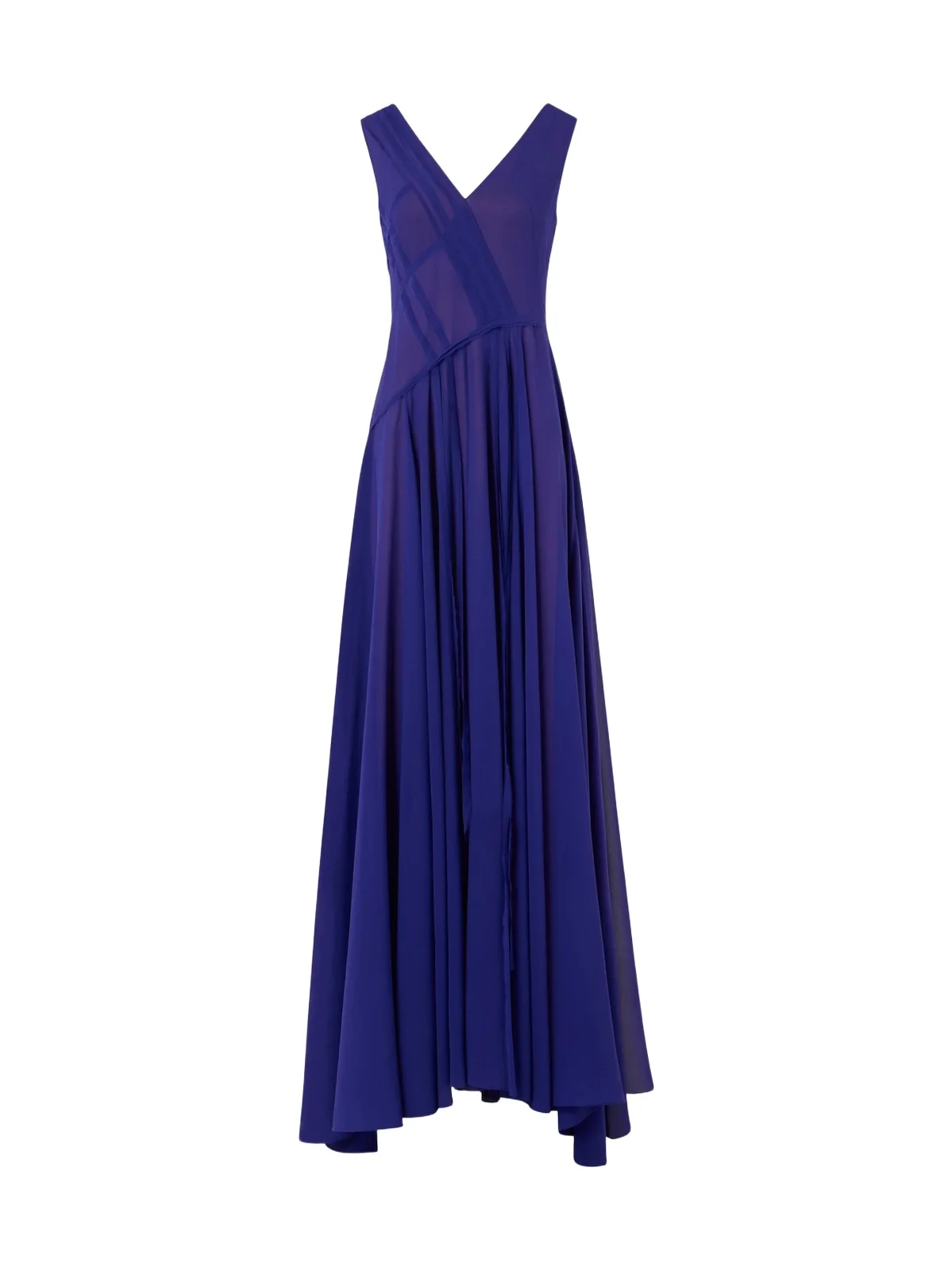 Women's Raw-Edge Bands Silk Georgette Gown