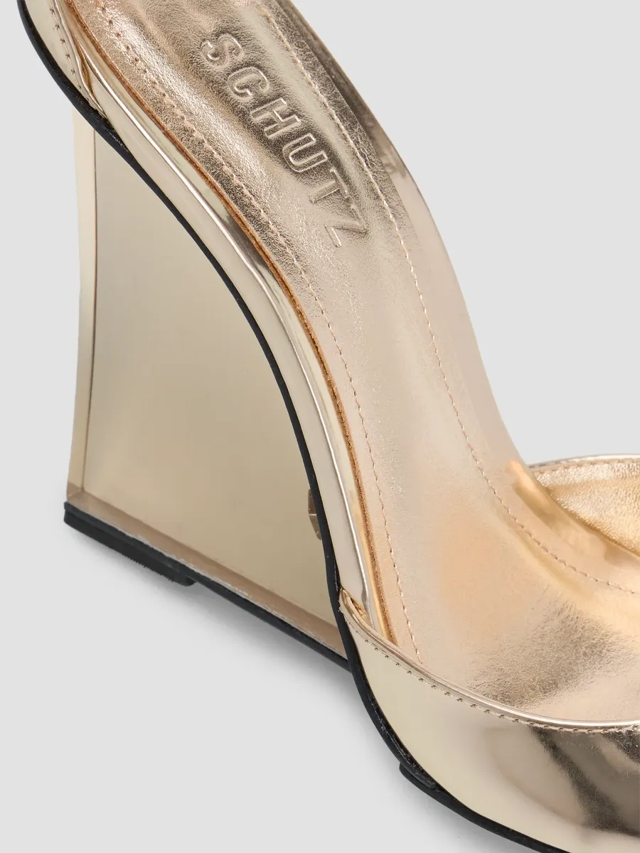 Schutz Women's Stella 100MM Mirror-Finished Leather Wedge Sandals | Thumbnail 5 Schutz Women's Stella 100MM Mirror-Finished Leather Wedge Sandals | Thumbnail 5