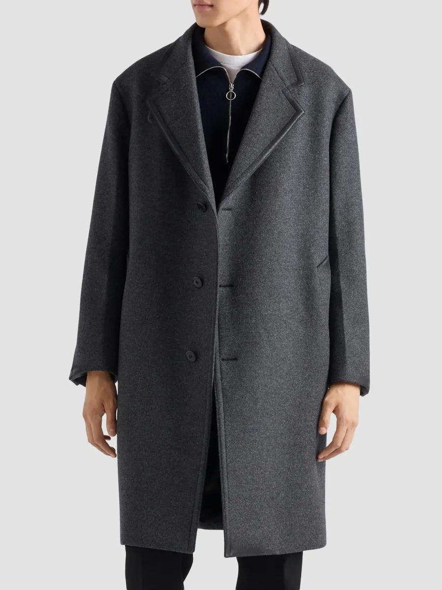 Prada Men's Single-Breasted Wool and Cashmere Coat - Grey | Thumbnail 2 Prada Men's Single-Breasted Wool and Cashmere Coat - Grey | Thumbnail 2