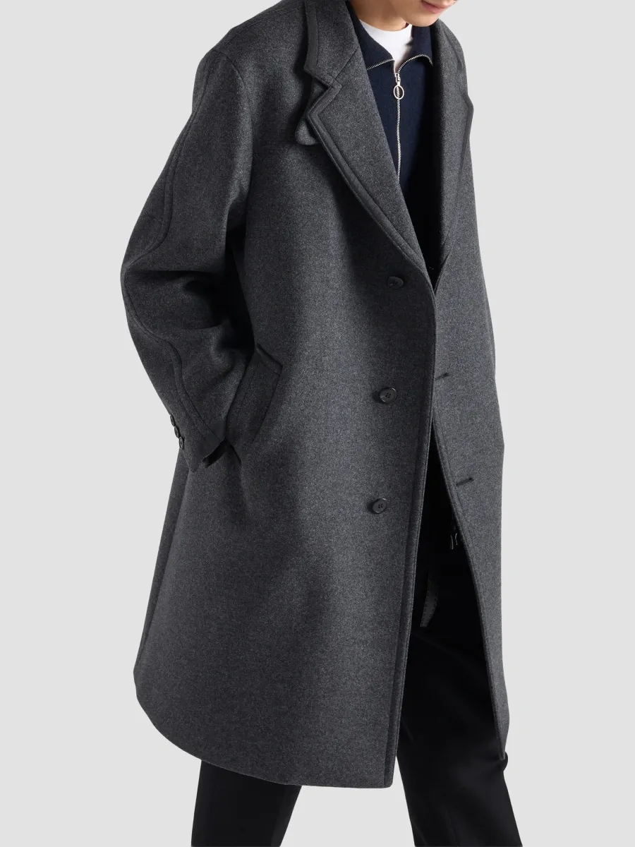Prada Men's Single-Breasted Wool and Cashmere Coat - Grey | Thumbnail 3 Prada Men's Single-Breasted Wool and Cashmere Coat - Grey | Thumbnail 3
