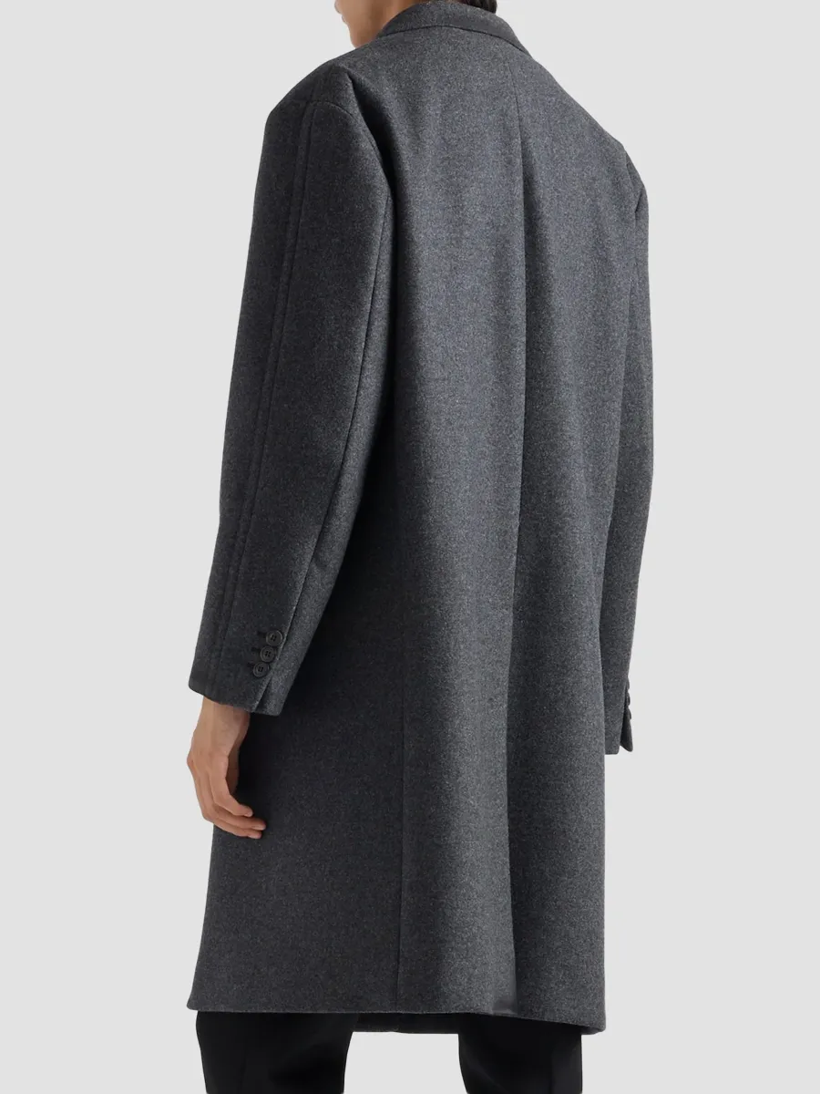 Prada Men's Single-Breasted Wool and Cashmere Coat - Grey | Thumbnail 4 Prada Men's Single-Breasted Wool and Cashmere Coat - Grey | Thumbnail 4