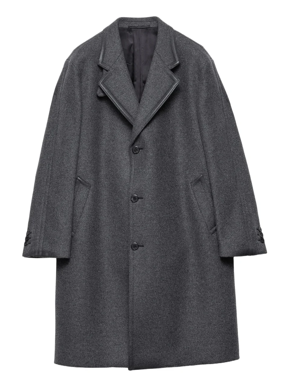 Prada Men's Single-Breasted Wool and Cashmere Coat - Grey