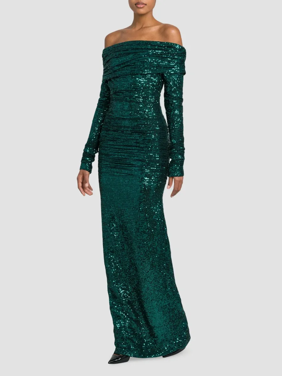 Dolce & Gabbana Women's Sequined Off-the-Shoulder Column Gown | Thumbnail 4 Dolce & Gabbana Women's Sequined Off-the-Shoulder Column Gown | Thumbnail 4