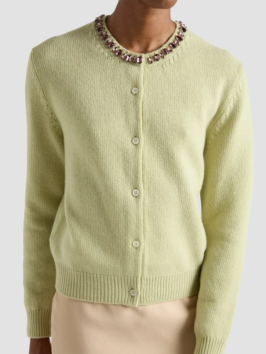 Prada Women's Wool and Cashmere Cardigan - Green | Thumbnail 3