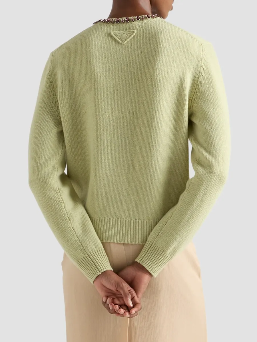 Prada Women's Wool and Cashmere Cardigan - Green | Thumbnail 4