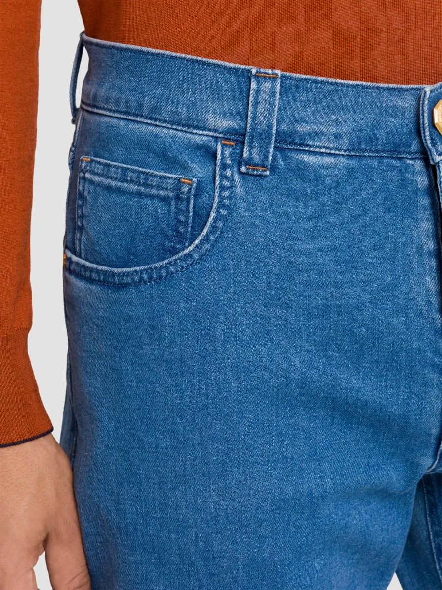 Stefano Ricci Men's Cotton Blend Tapered Jeans | Thumbnail 5