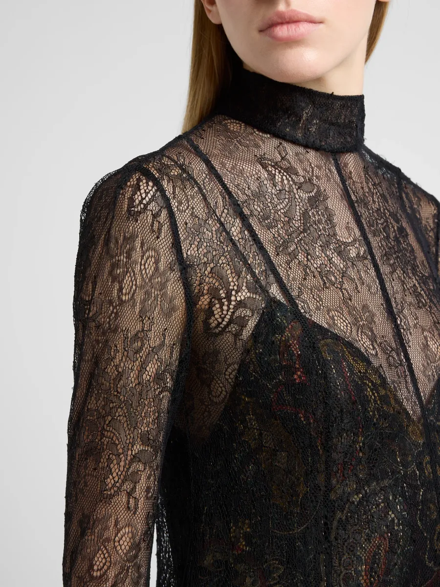 Etro Women's Lace & Metallic Silk Combo Mini Dress | Thumbnail 5 Etro Women's Lace & Metallic Silk Combo Mini Dress | Thumbnail 5