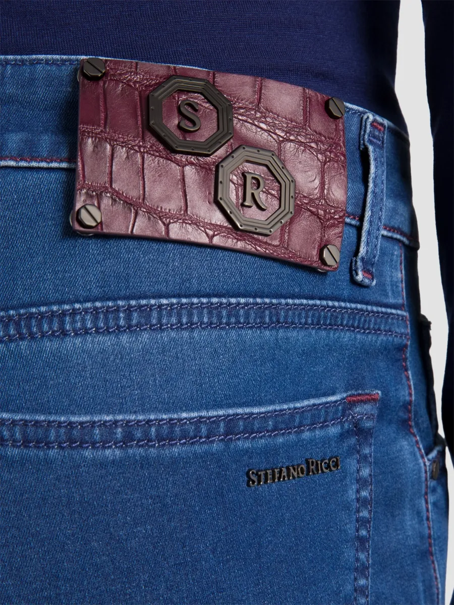 Stefano Ricci Men's Cotton Blend Tapered Jeans | Thumbnail 4 Stefano Ricci Men's Cotton Blend Tapered Jeans | Thumbnail 4