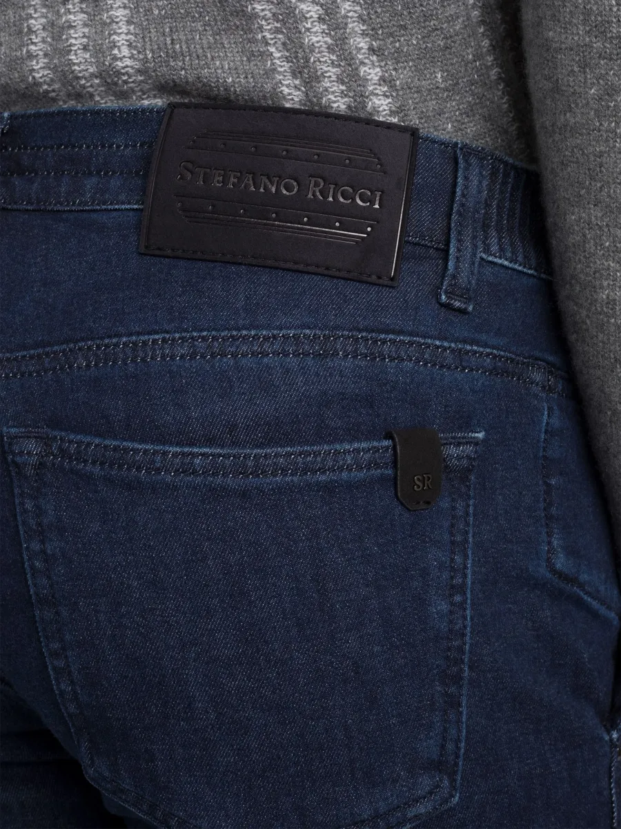 Stefano Ricci Men's Cotton and Cashmere Blend Tapered Jeans | Thumbnail 4