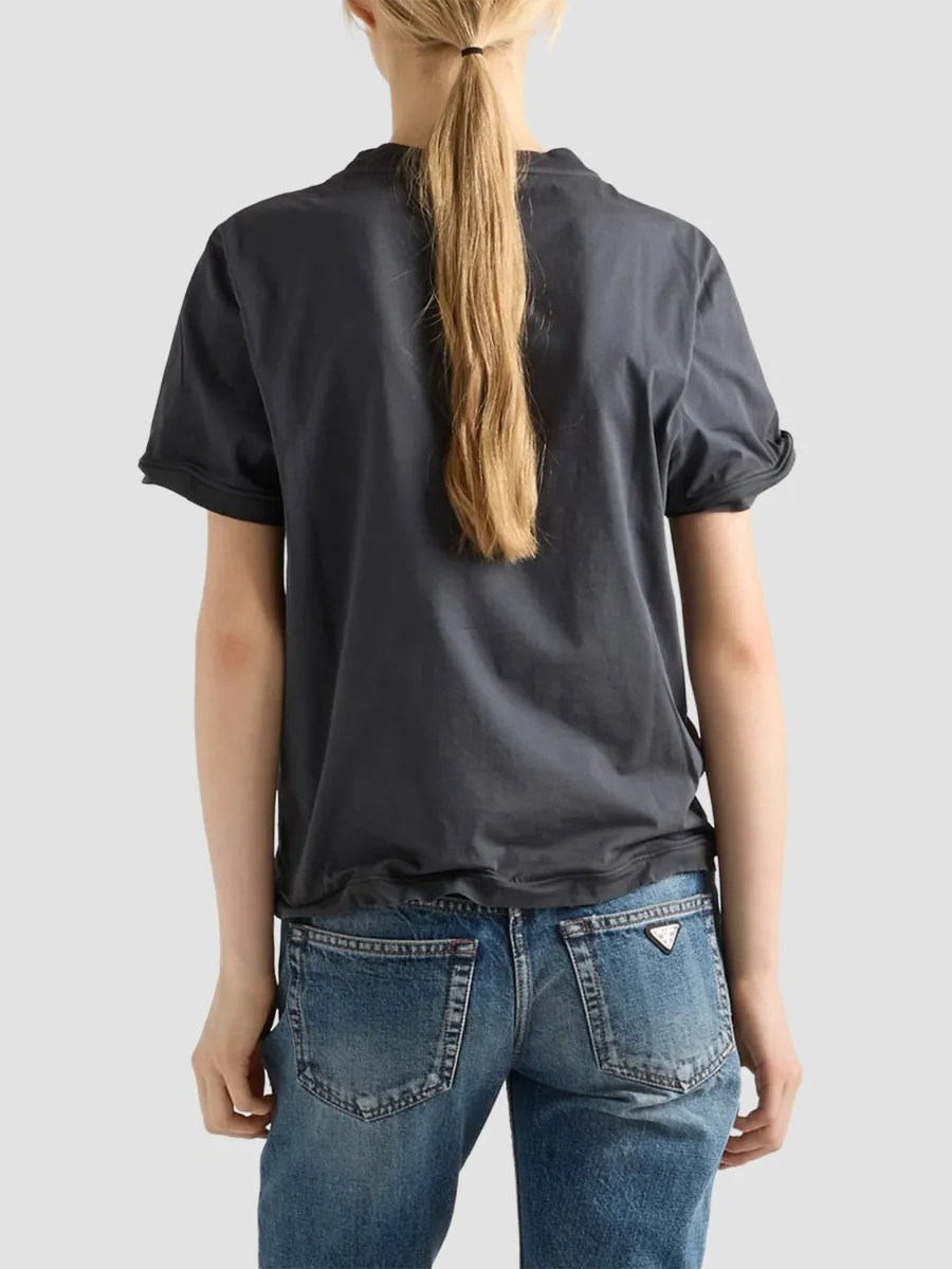 Prada Women's Shapeable Garment-Dyed Jersey T-Shirt | Thumbnail 5