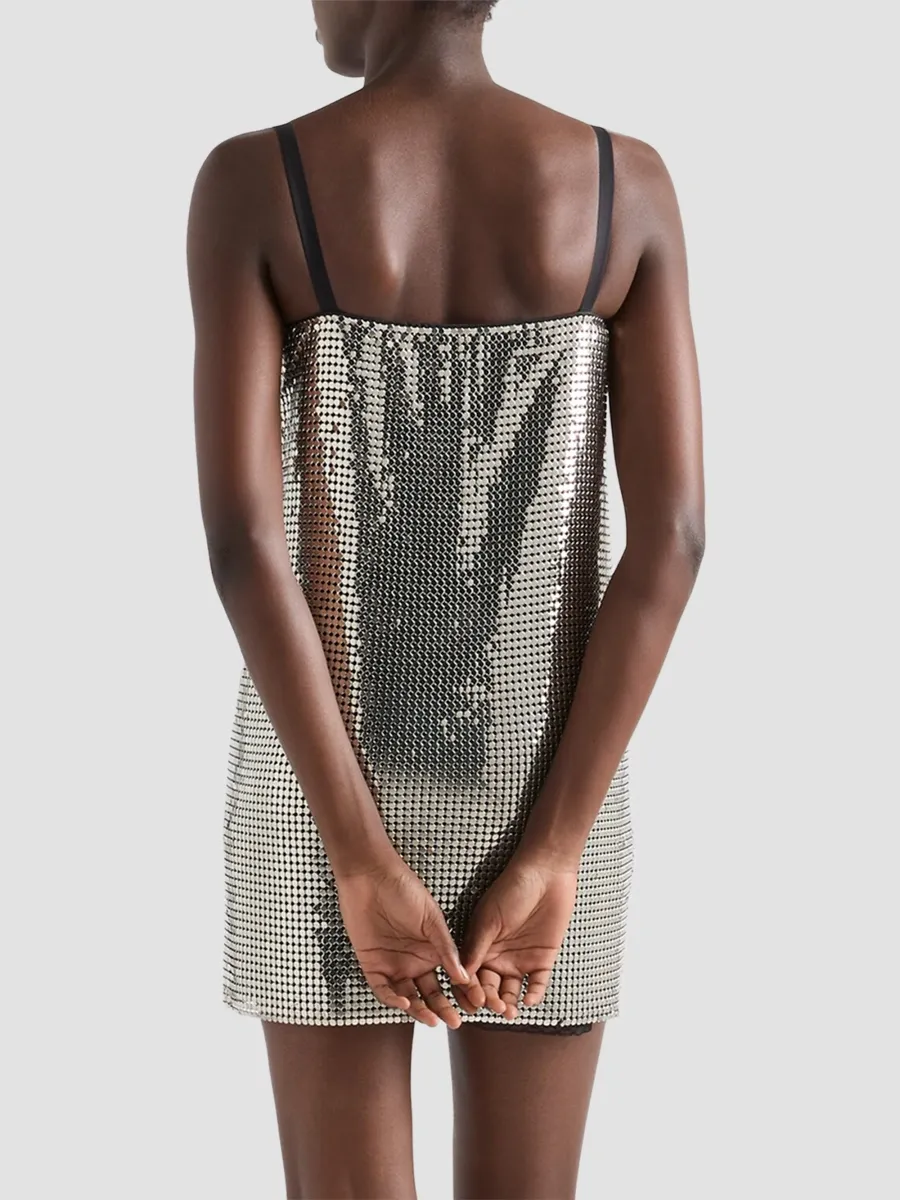 Prada Women's Embroidered Metallic Mesh Mini-Dress | Thumbnail 4 Prada Women's Embroidered Metallic Mesh Mini-Dress | Thumbnail 4