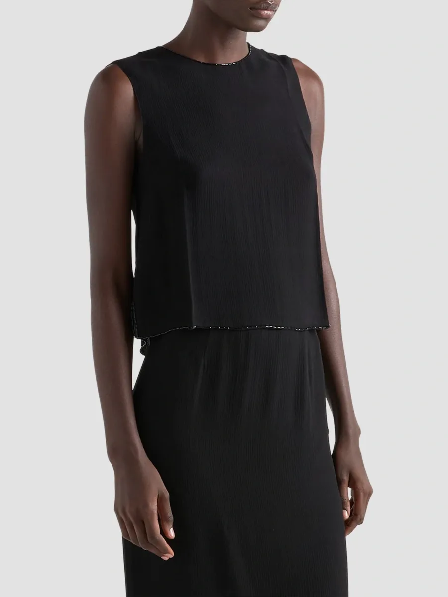 Prada Women's Sleeveless Triple Silk Chiffon Top | Thumbnail 2 Prada Women's Sleeveless Triple Silk Chiffon Top | Thumbnail 2