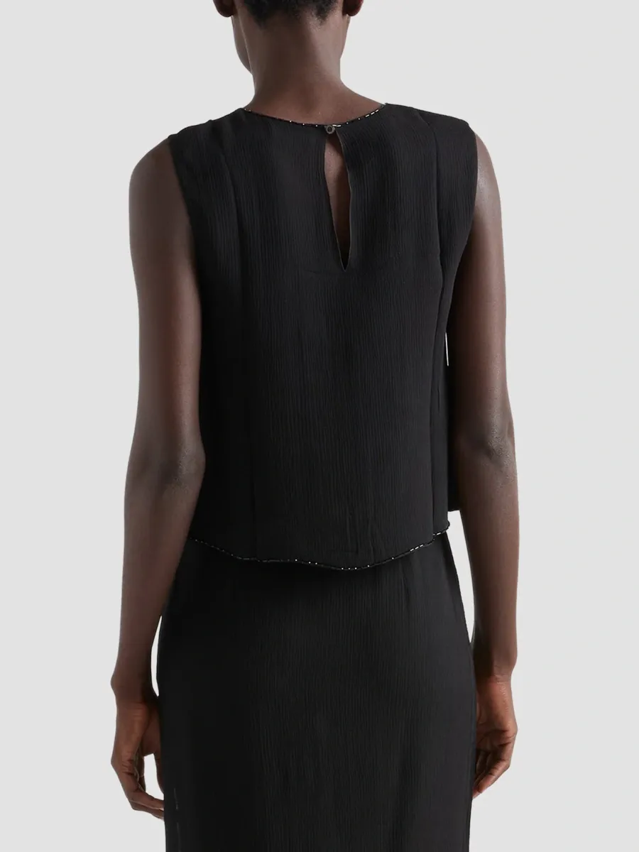 Prada Women's Sleeveless Triple Silk Chiffon Top | Thumbnail 3 Prada Women's Sleeveless Triple Silk Chiffon Top | Thumbnail 3