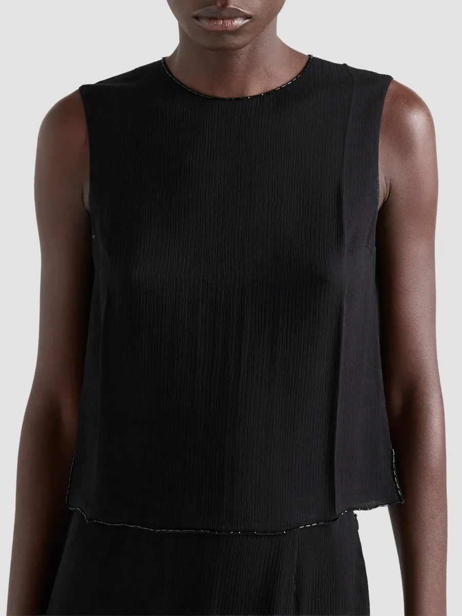 Prada Women's Sleeveless Triple Silk Chiffon Top | Thumbnail 4 Prada Women's Sleeveless Triple Silk Chiffon Top | Thumbnail 4