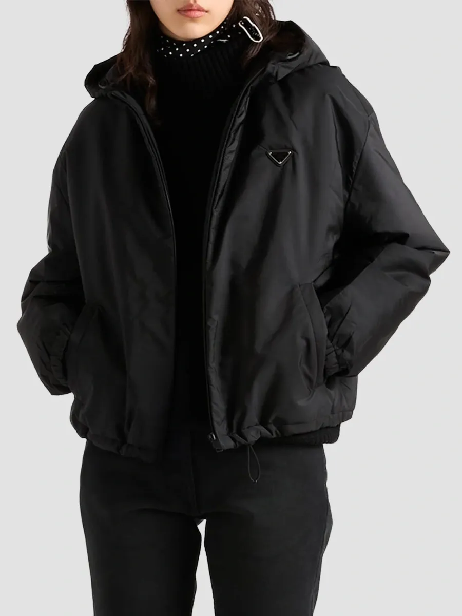Prada Women's Hooded Lightweight Nylon Blouson Jacket | Thumbnail 2 Prada Women's Hooded Lightweight Nylon Blouson Jacket | Thumbnail 2
