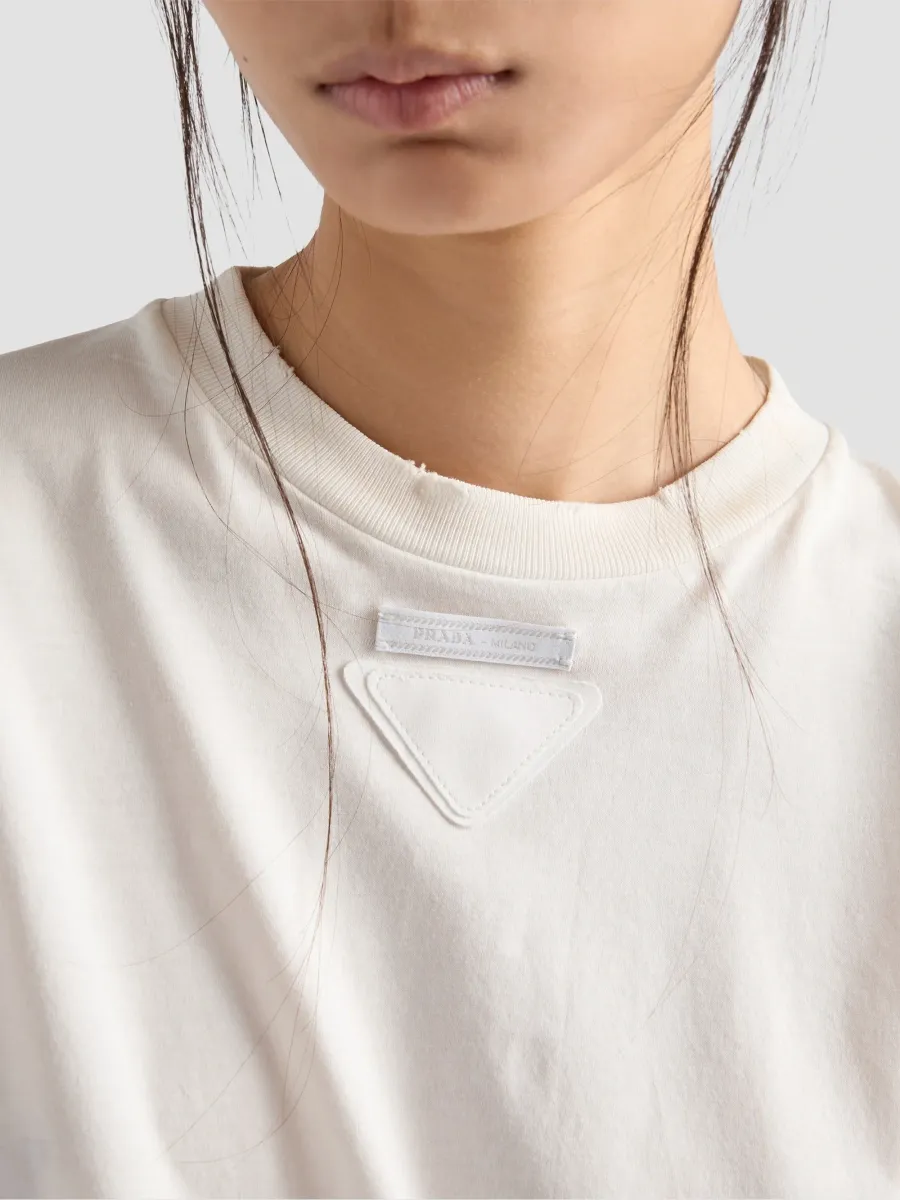 Prada Women's Long-Sleeved Garment-Dyed Jersey T-Shirt | Thumbnail 6 Prada Women's Long-Sleeved Garment-Dyed Jersey T-Shirt | Thumbnail 6