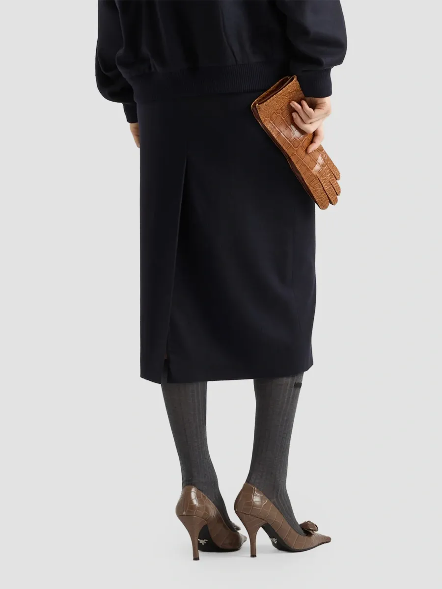 Prada Women's Double Cashmere Midi Skirt | Thumbnail 4
