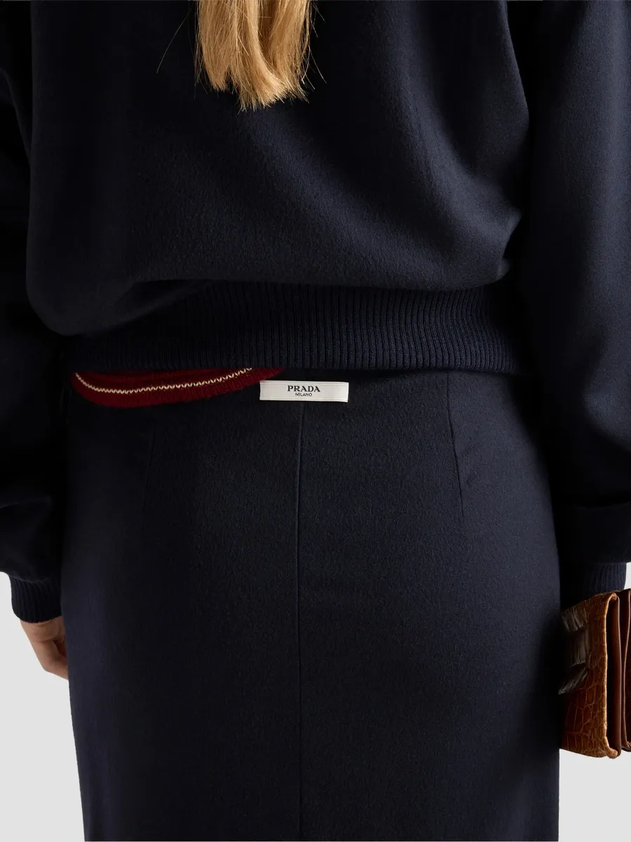 Prada Women's Double Cashmere Midi Skirt | Thumbnail 5