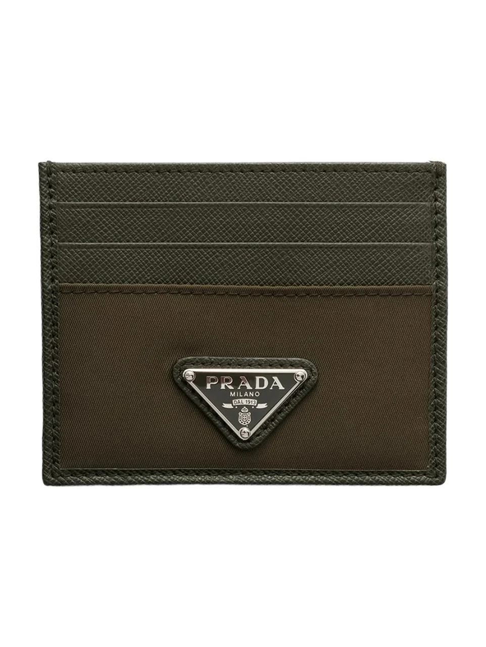 Men's Re-Nylon And Saffiano Leather Card Holder