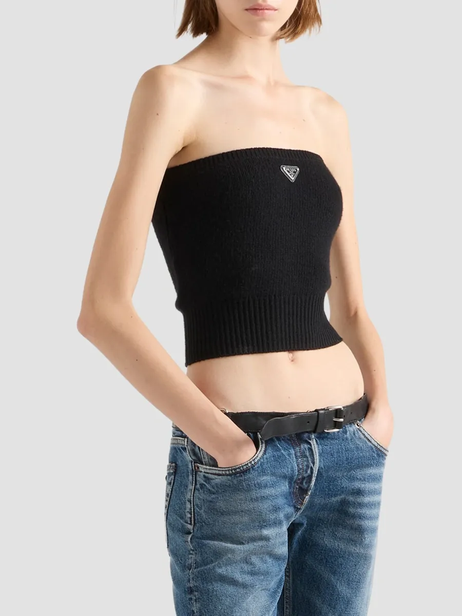Prada Women's Wool and Cashmere Bandeau Top | Thumbnail 2 Prada Women's Wool and Cashmere Bandeau Top | Thumbnail 2