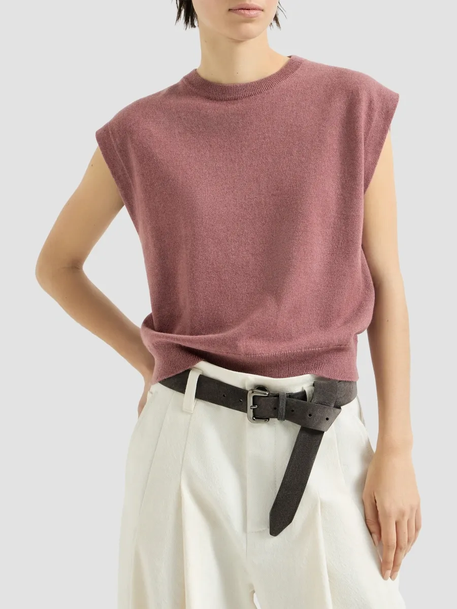Brunello Cucinelli Women's Cashmere Sweater with Monili - Purple | Thumbnail 3 Brunello Cucinelli Women's Cashmere Sweater with Monili - Purple | Thumbnail 3